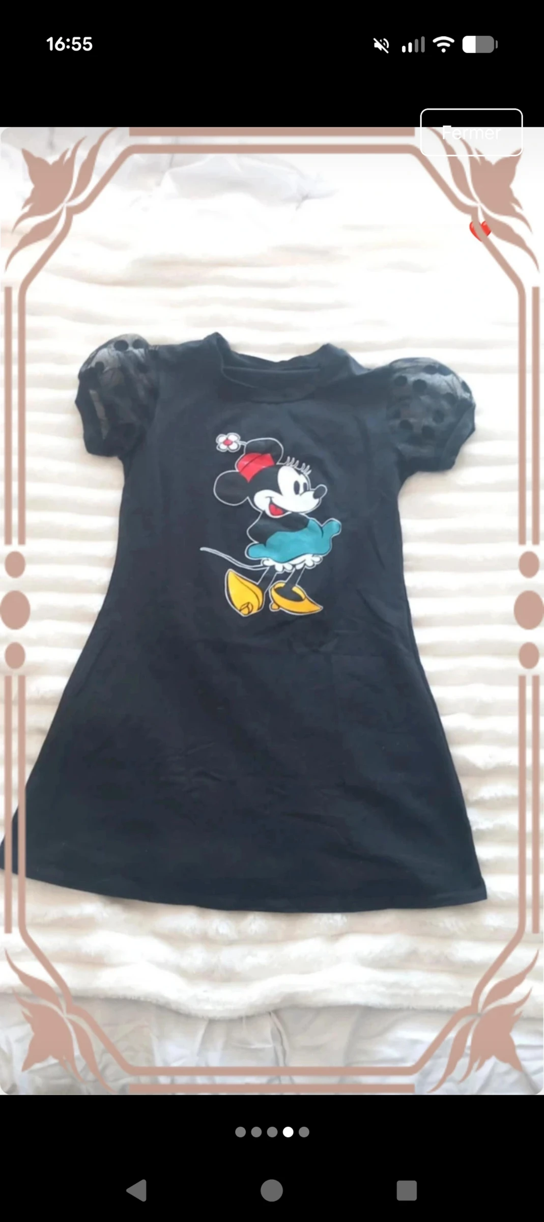 Robe noire Minnie Mouse avec manches en tulle – 9/10 ans (Très bon état